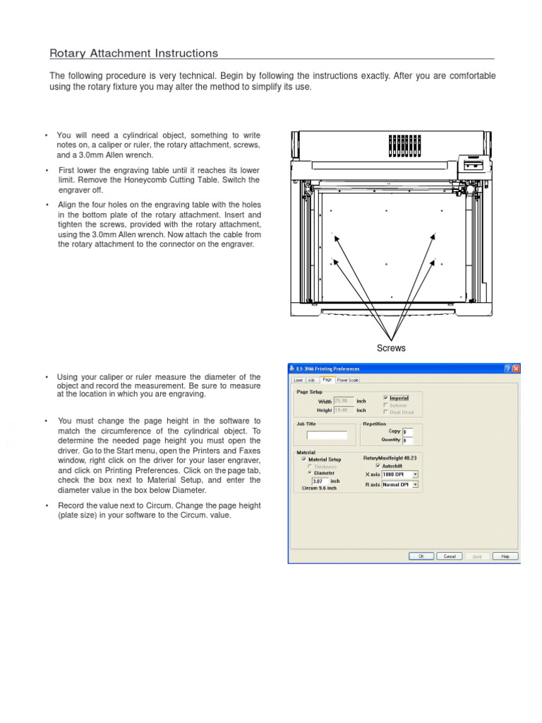 Rotary Attachment Setup Guide | PDF | Rotation | Screw