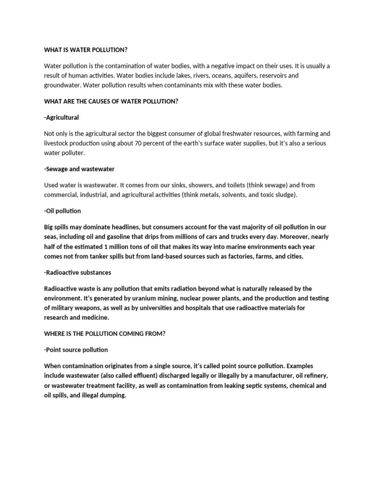 Understanding Water Pollution Causes & Effects | PDF | Water Pollution ...