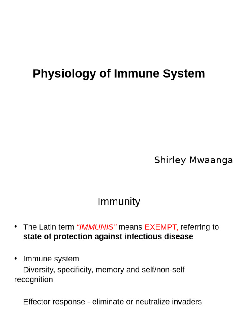 Physiology of Immune System PPT 5,6 - Mwaanga | PDF | Immune System ...