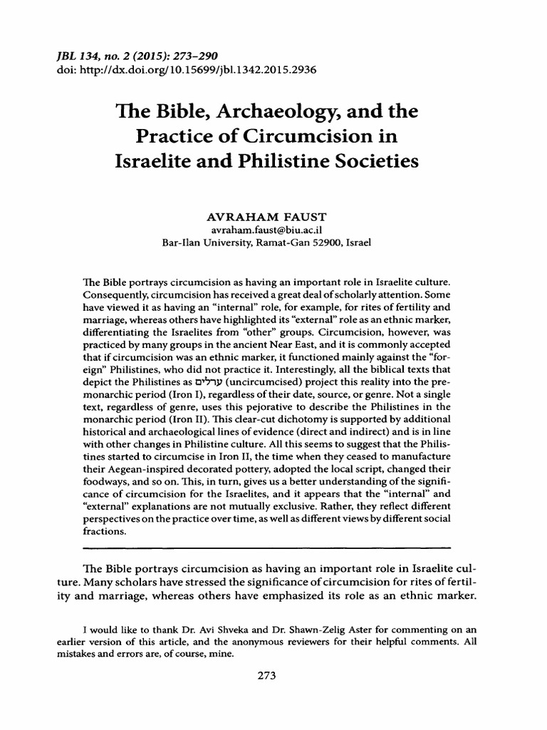 The Bible, Archaeology, and The Practice of Circumcision in Israelite ...