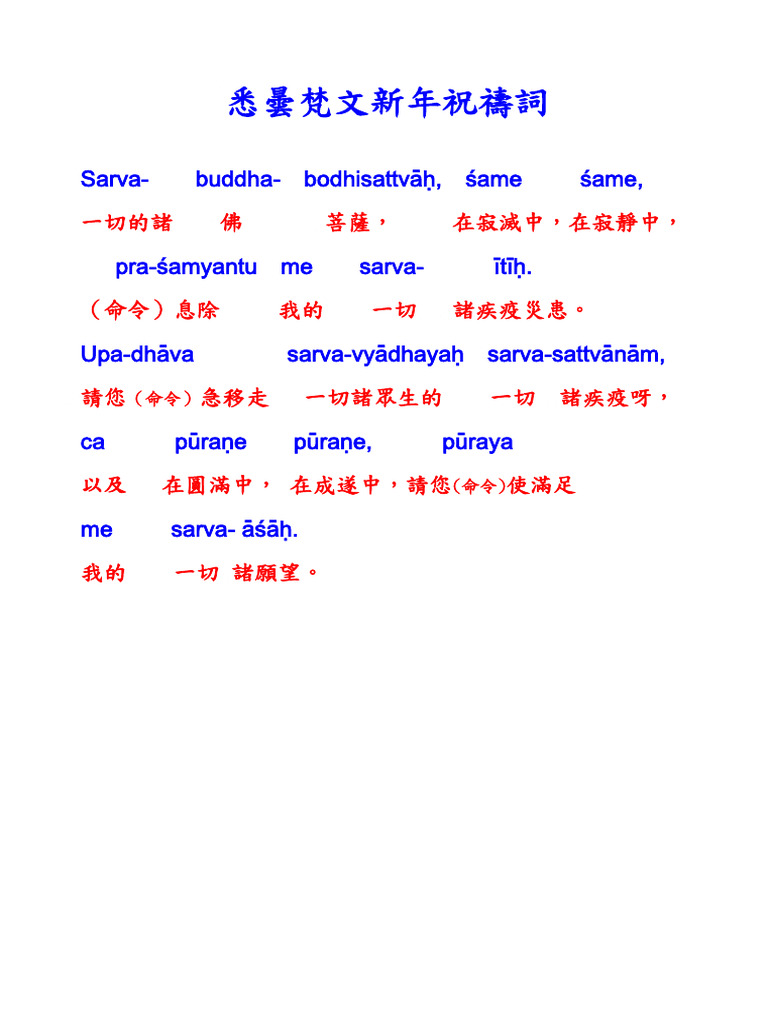 悉曇梵文常用的祝禱詞 | PDF
