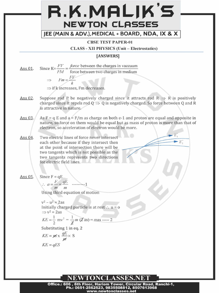 Electrostatics T SOL LL | PDF