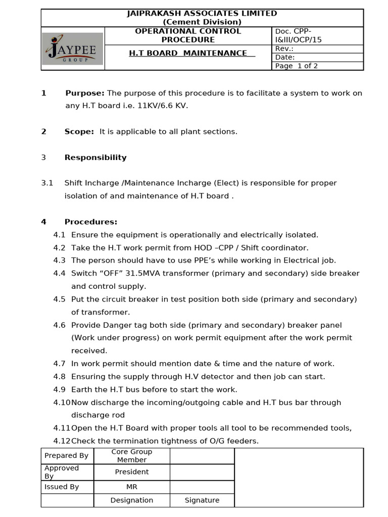H.T Board Maintenance Procedure | PDF | Transformer | Insulator ...