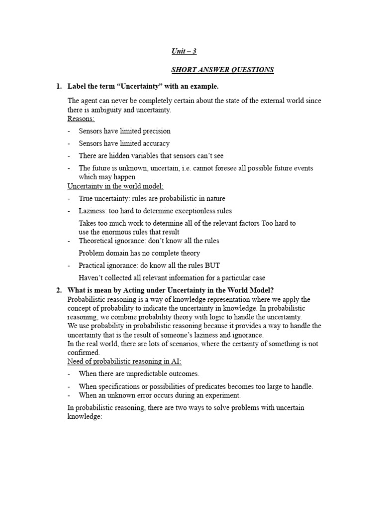Unit 3 ai docx pdf probability bayesian network