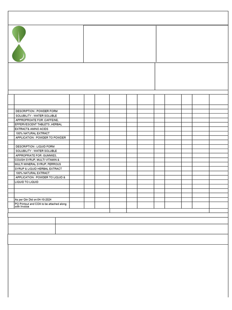 Purchase Order for Plant Lipids Products | PDF | Invoice