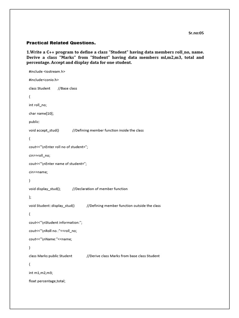 C++ Class and Inheritance Examples | PDF | Computer Programming ...