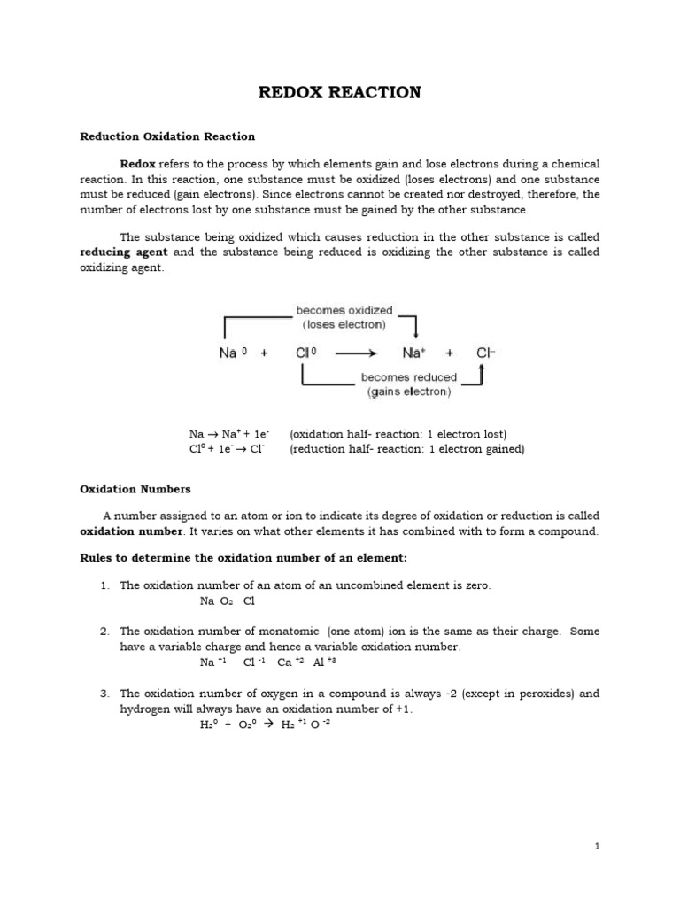 Redox Reaction | PDF | Redox | Ion