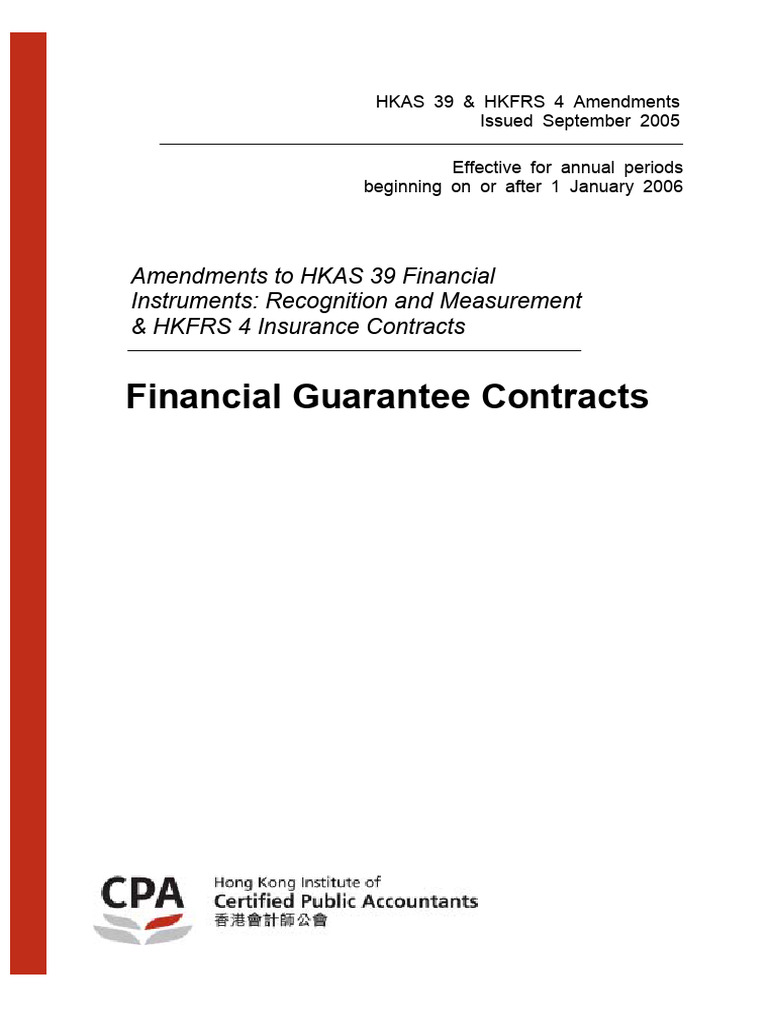 Amendments to HKAS 39 & HKFRS 4 | PDF | Fair Value | Guarantee