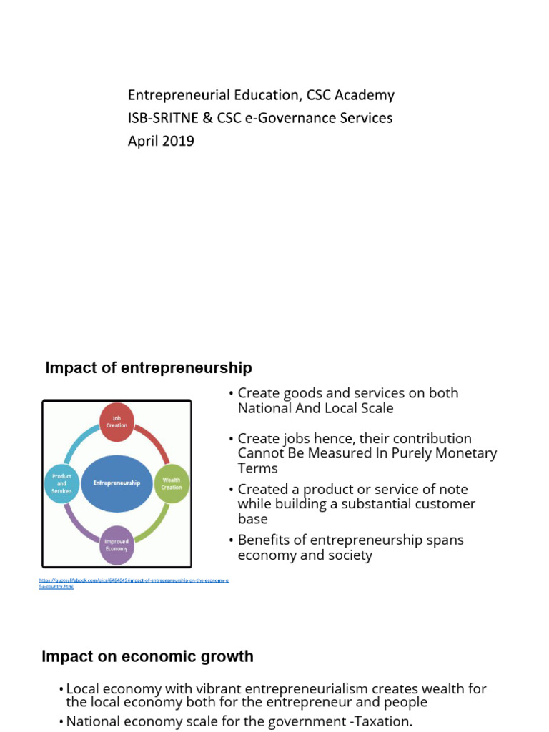 Economic Impact of Entrepreneurship | PDF