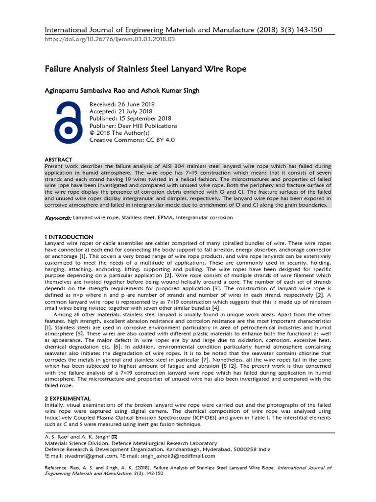 Failure Analysis of Stainless Steel Rope | PDF | Fracture | Corrosion