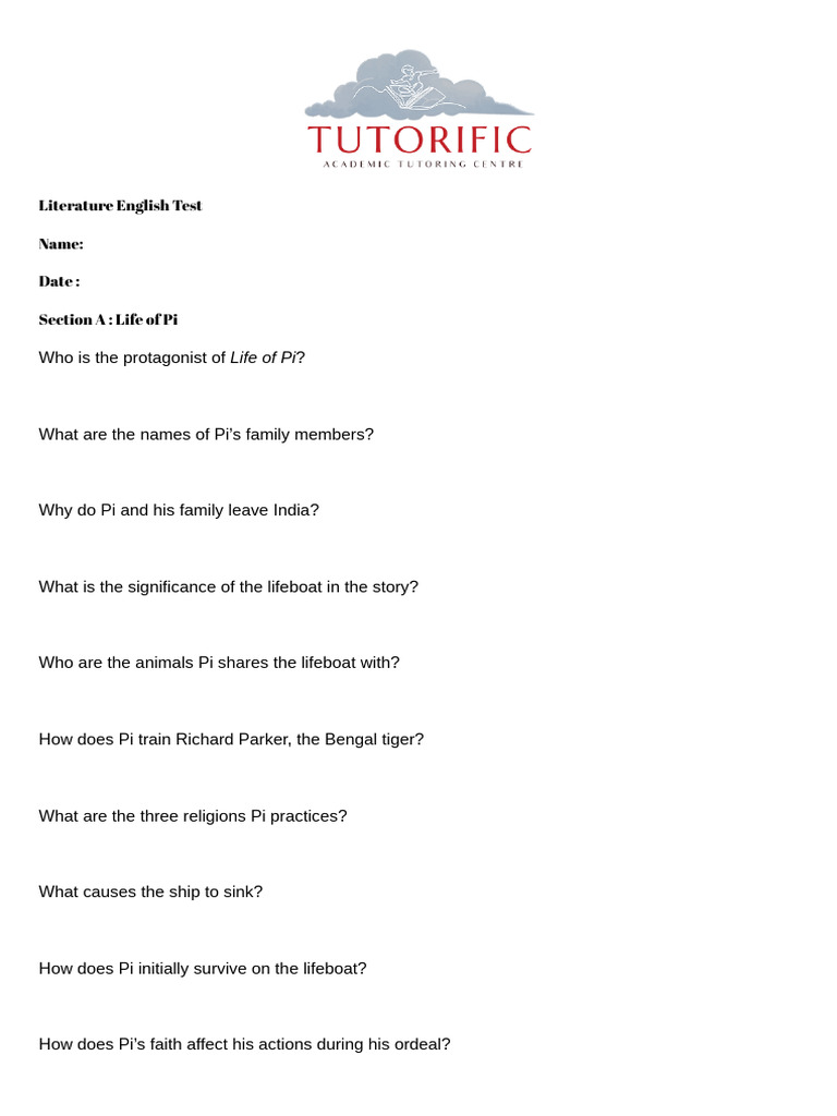 Hamlet and Life of Pi Questions | PDF | General Fiction