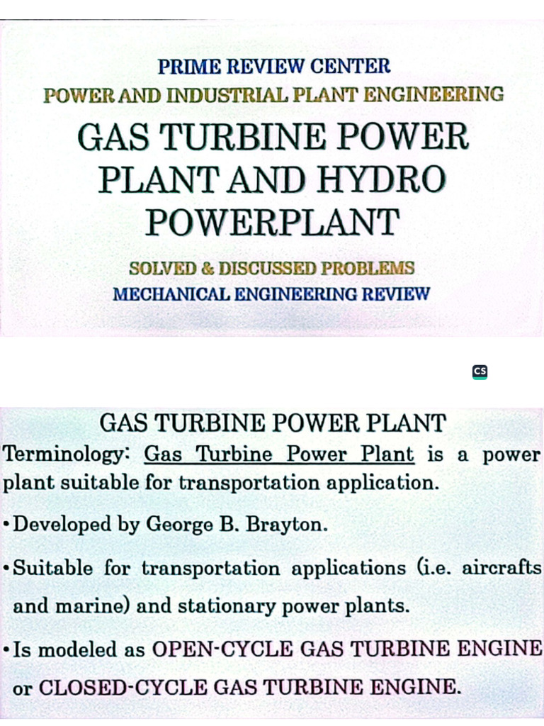 Gas Turbine and Hydro Power Plant PDF