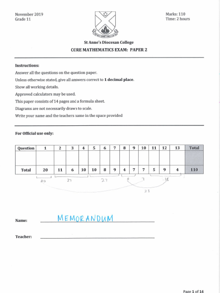 2020 IEB G11 Nov P2 MG-1 | PDF