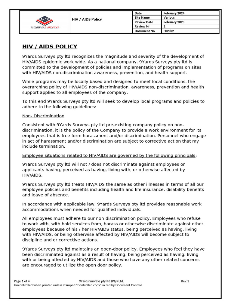 06 HIV - AIDS Policy 2023 | PDF | Hiv/Aids | Hiv