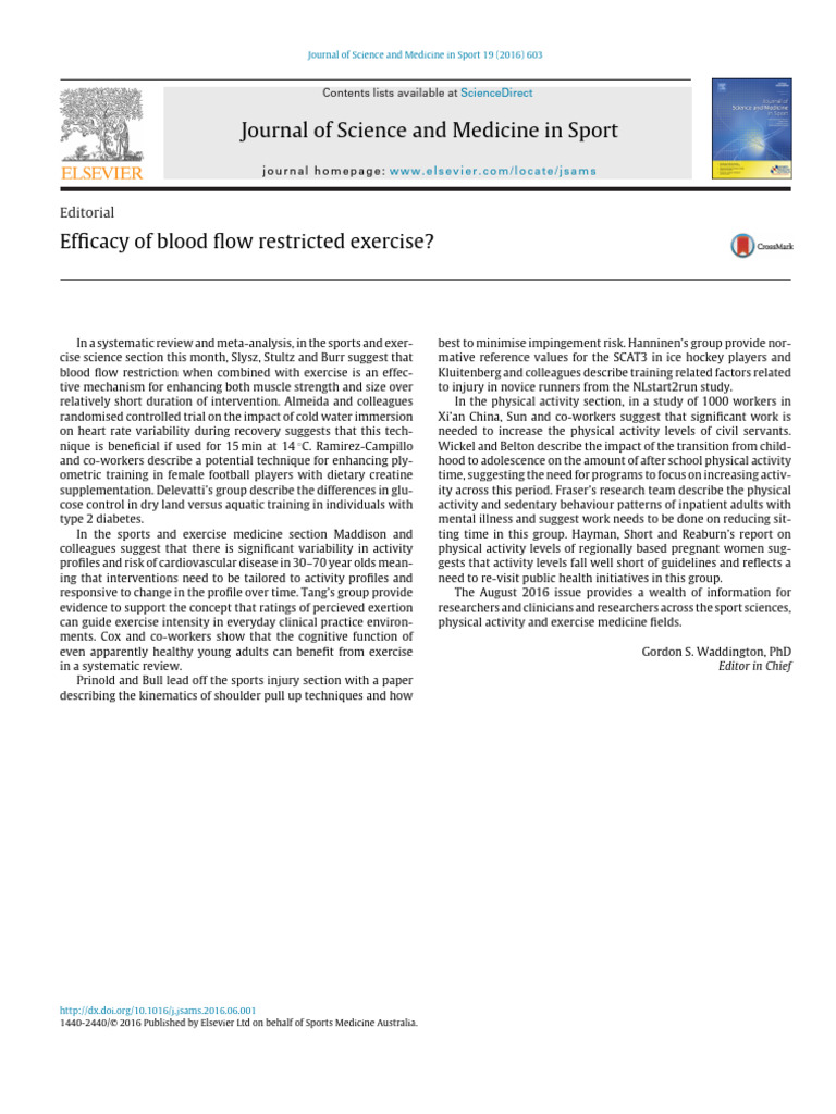 Efficacy of Blood Flow Restricted Exercise Jsams | PDF | Clinical ...