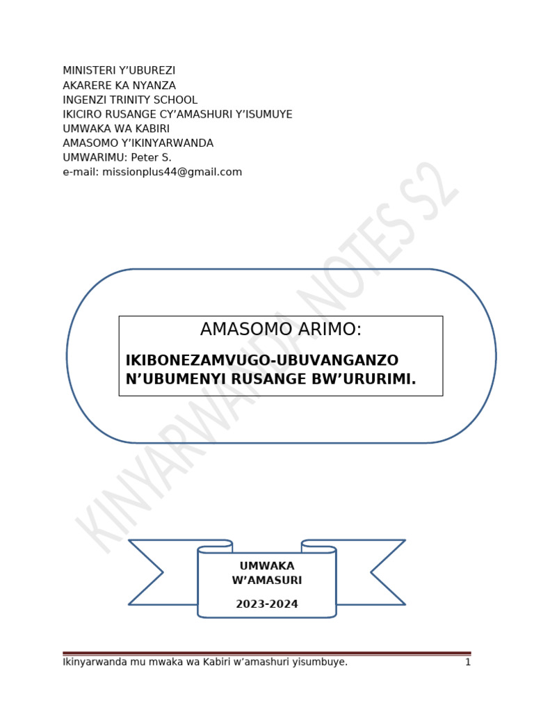 Amasomo y'Ikinyarwanda S2 | PDF | Rwanda | Languages
