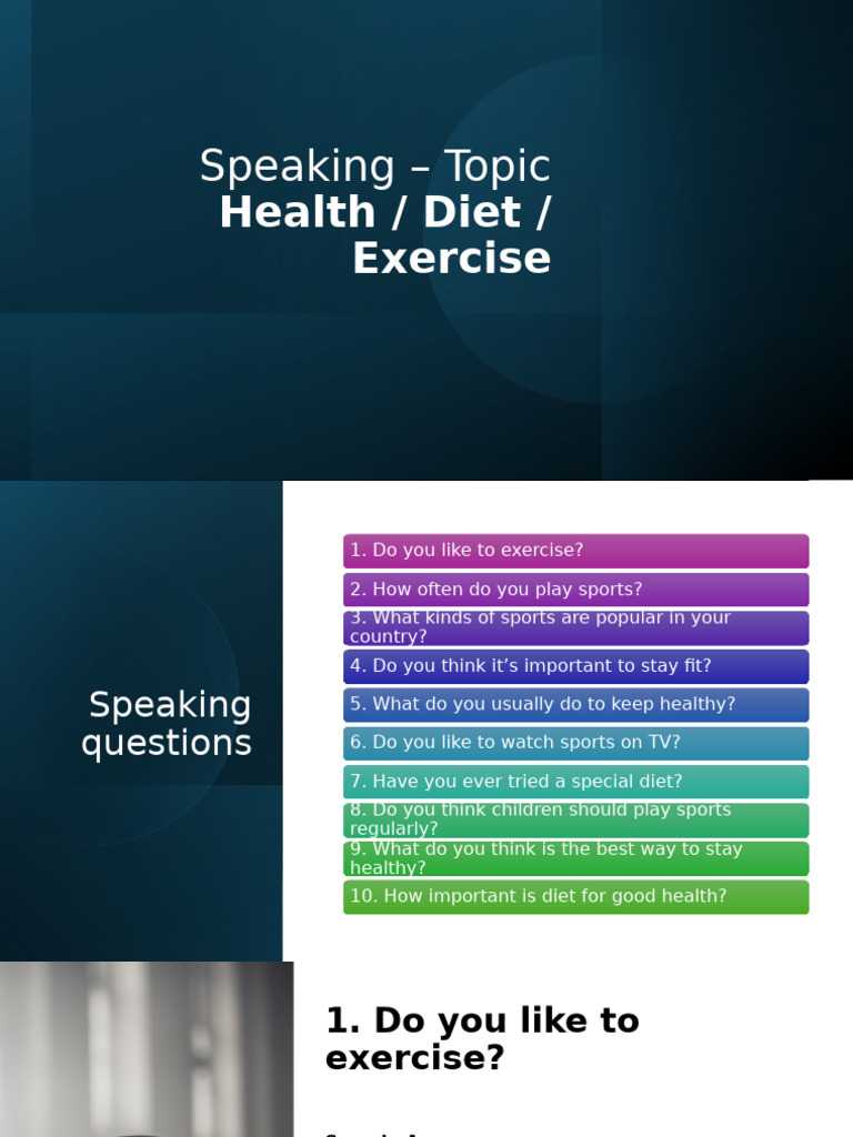 Health and Exercise Speaking Questions | PDF | Dieting