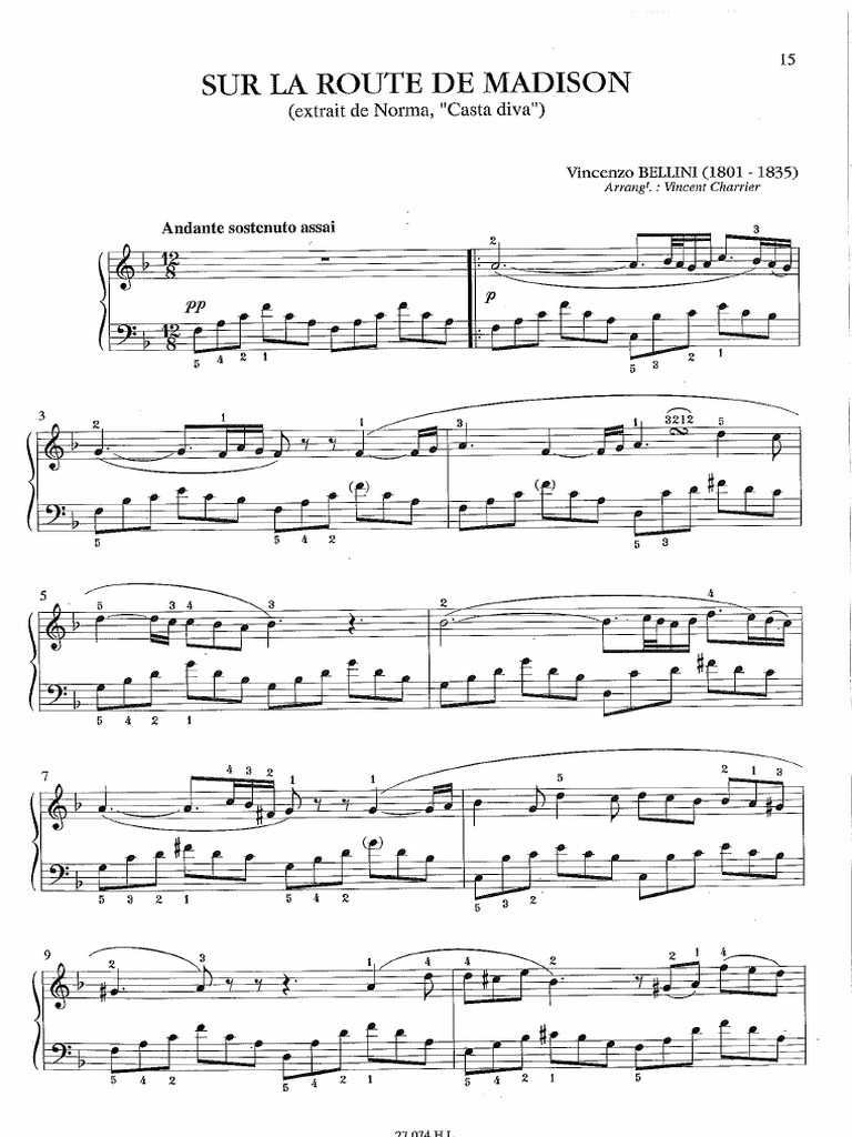 Partition Piano - Sur La Route de Madisson | PDF