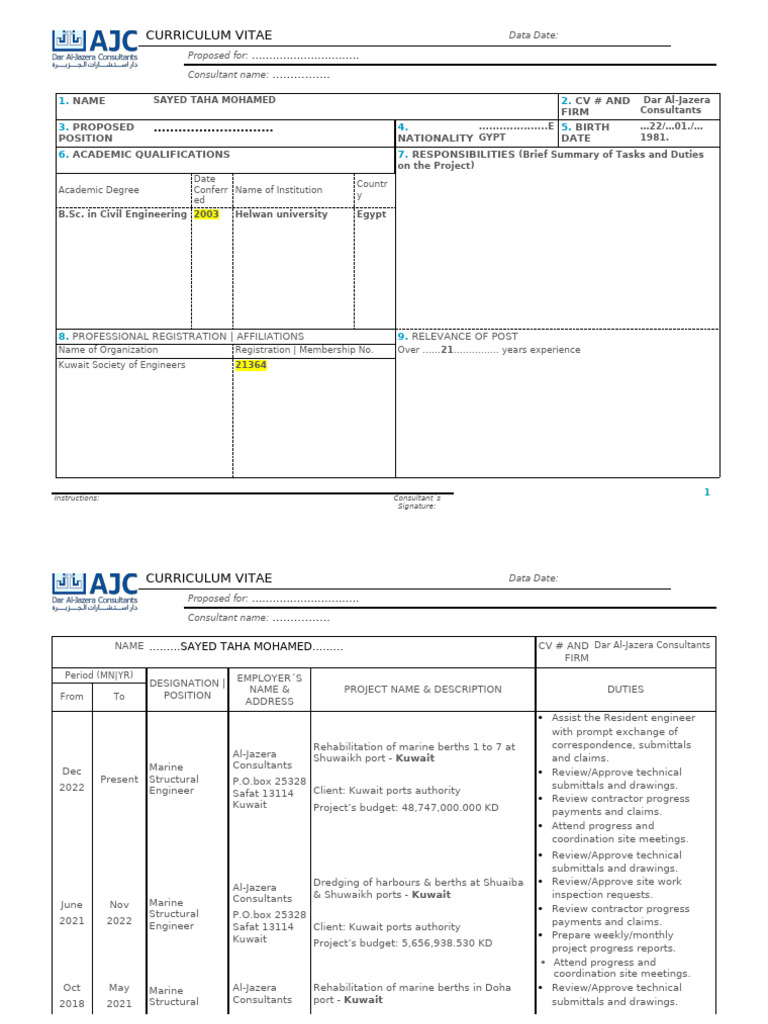 JC__CURRICULUM_VITAE_ Eng. Sayed taha | PDF | Engineering