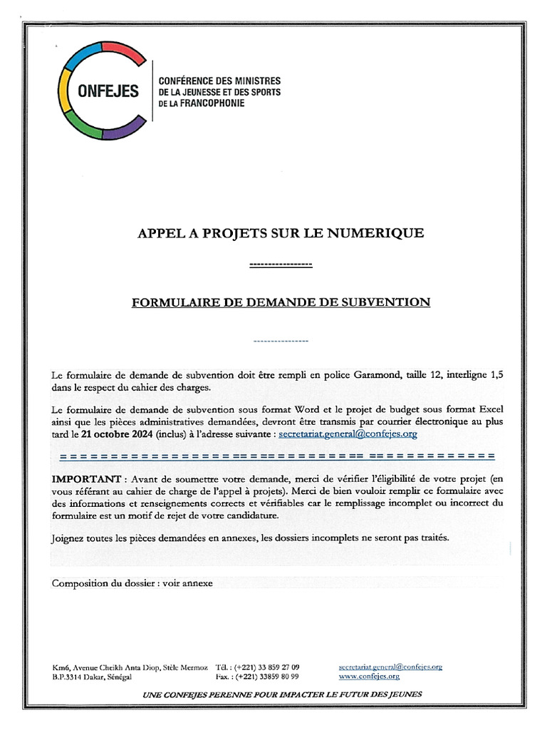 Demande de Subvention | PDF