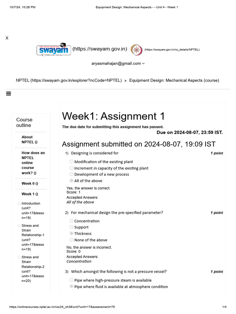 Equipment Design_ Mechanical Aspects Unit 4 Week 1 PDF Stress