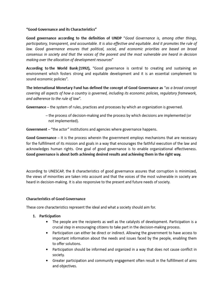 Characteristics of Good Governance | PDF | Governance | Good Governance