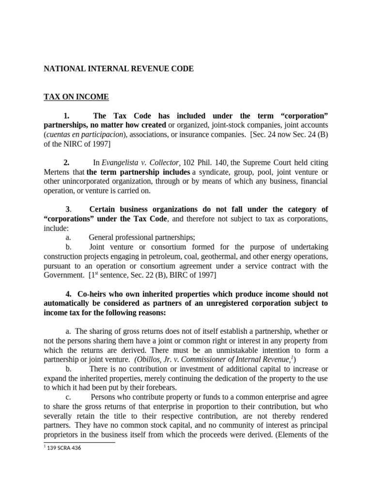 National Internal Revenue Code | PDF | Expense | Gross Income