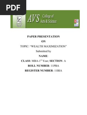 Download Characteristics Of Wealth Maximization PNG
