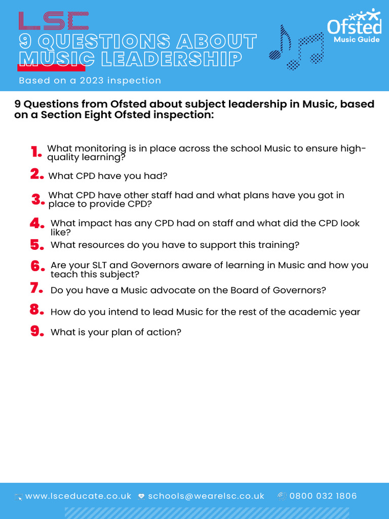 Ofsted Music Leadership Questions | PDF