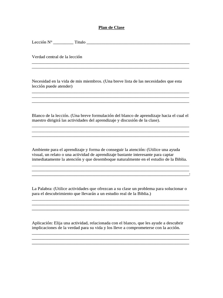 Formulario para Prepara Un Plan de Clase | PDF | Crecimiento personal y ...