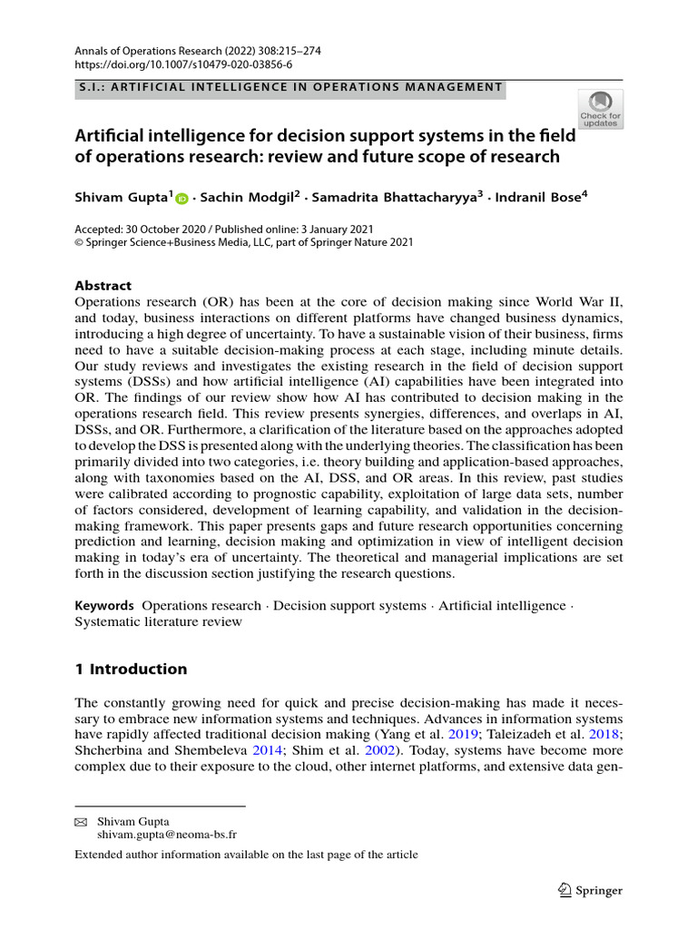 AI in Decision Support Systems Review | PDF | Artificial Intelligence ...