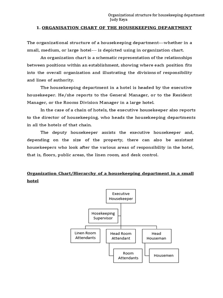 CHART OF THE HOUSEKEEPING DEPARTMENT PDF