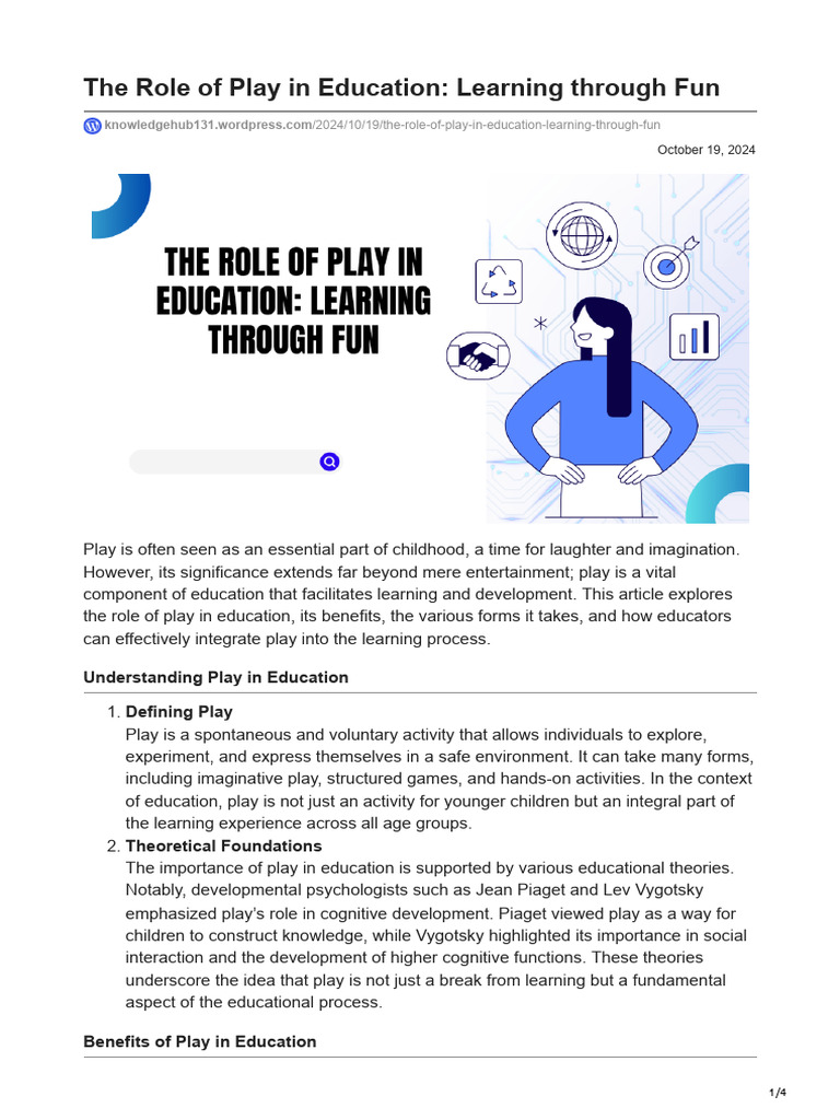 The Role of Play in Education Learning through Fun PDF Learning