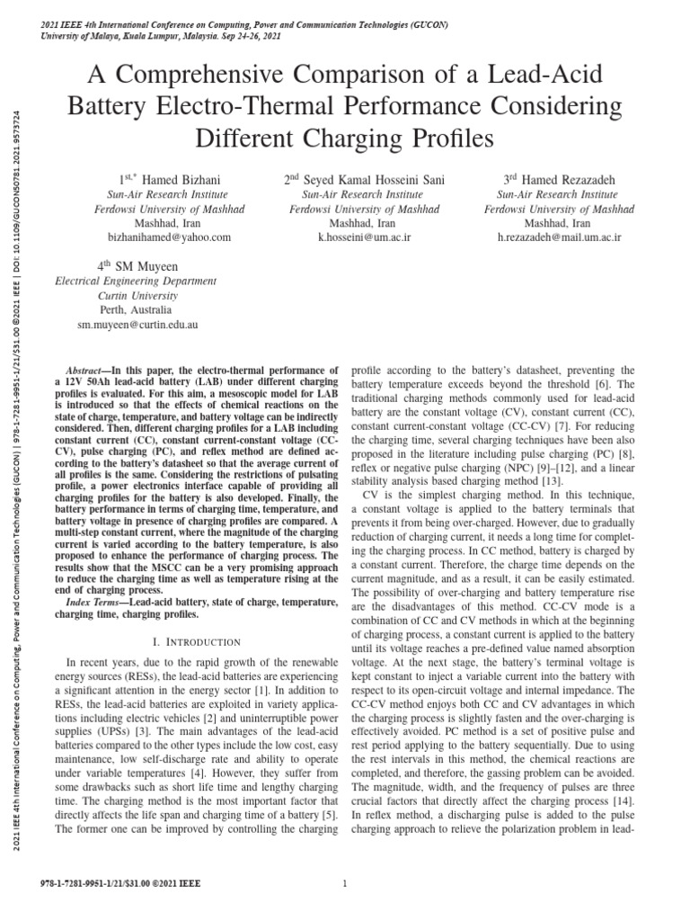 Lead-Acid Battery Charging Profile Comparison | PDF | Battery Charger ...