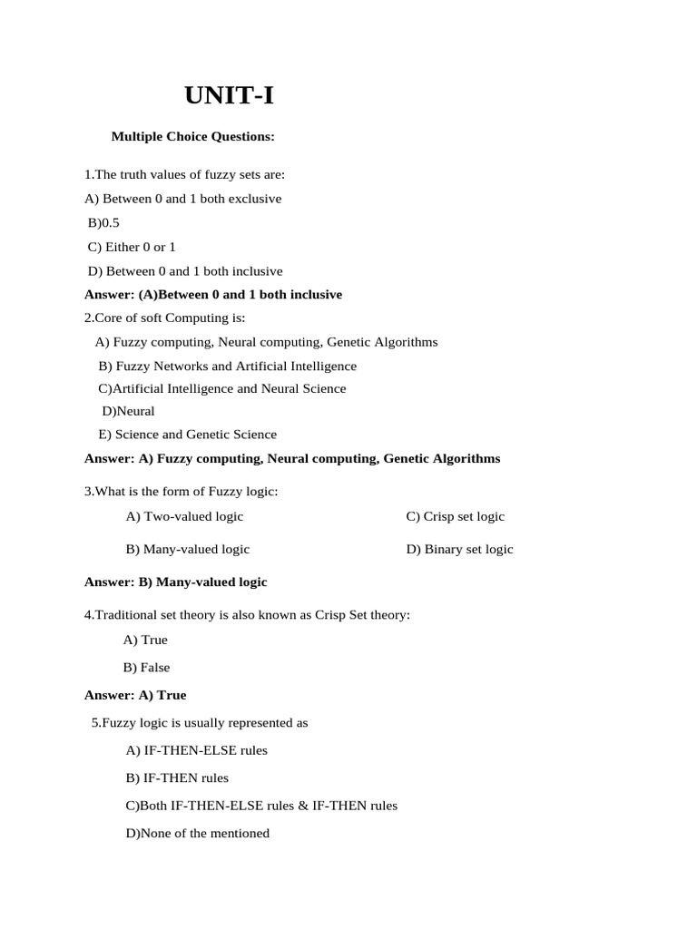 Mcq all unit pdf fuzzy logic artificial neural network