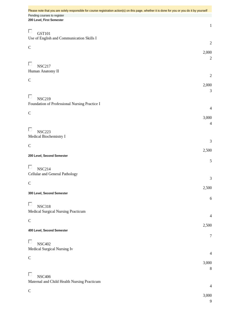 Nursing Course Registration Guide | PDF | Nursing | Medical Specialties