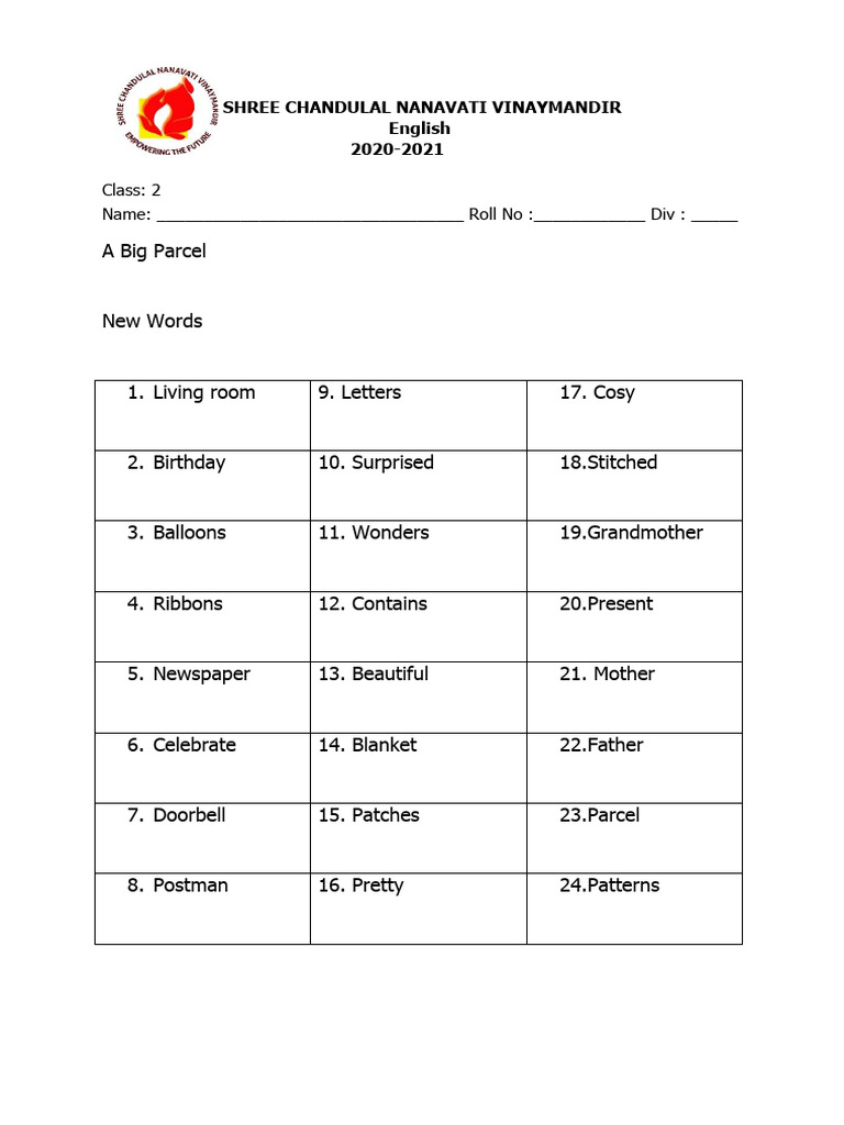 English a Big Parcel New Words, Meanings, Notes Dated 04.12.2020 PDF