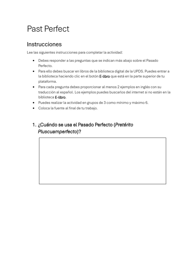 Uso y Formación del Pasado Perfecto | PDF | Mecánica del lenguaje ...