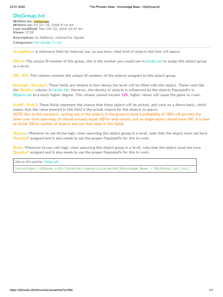ObjGroup.txt Guide for Game Modding | PDF