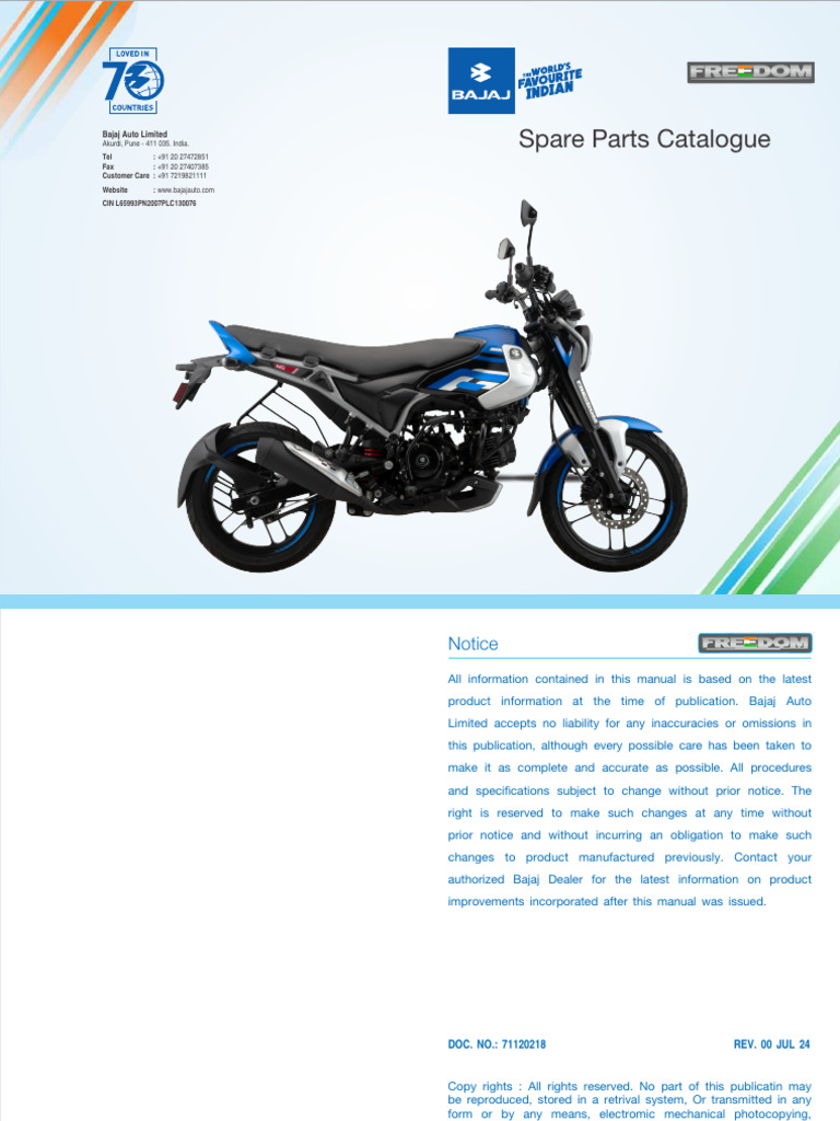 Bajaj Freedom 125 Spare Parts Catalogue | PDF | Brake | Clutch