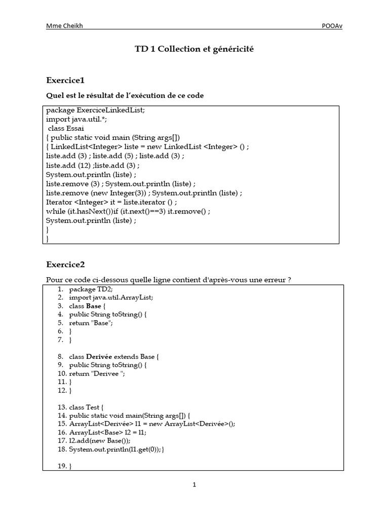 TD1 GénéricitéCollection 2023 | PDF | Java (Langage de programmation ...