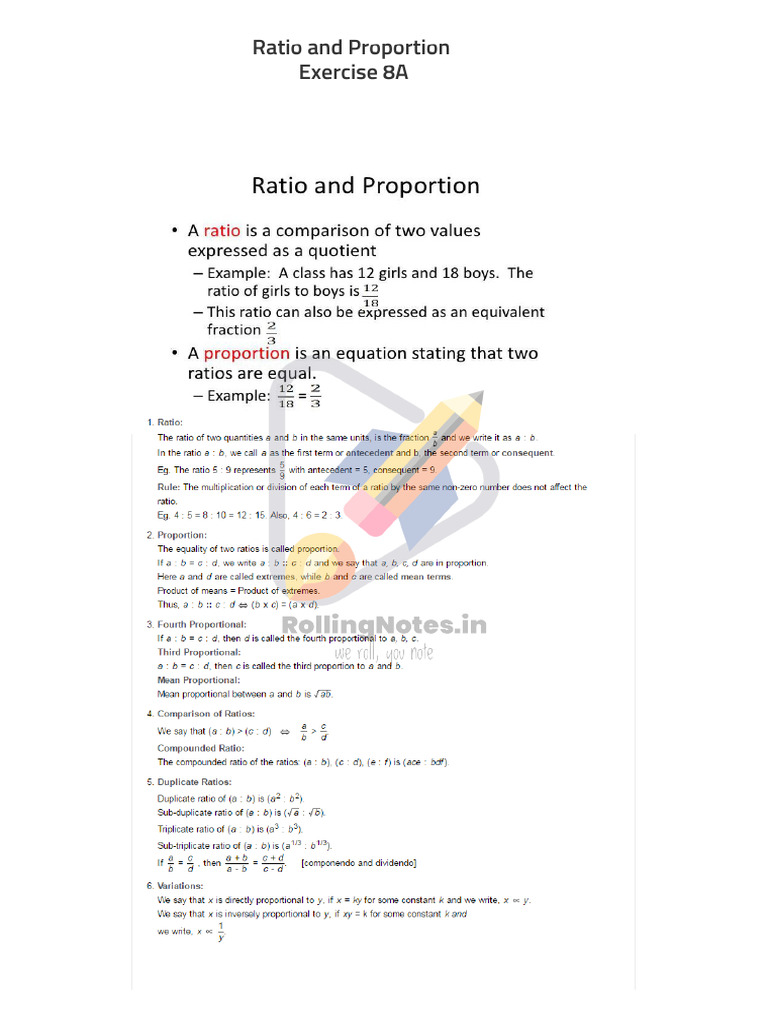 Ch-8 Ratio and Proportion | PDF