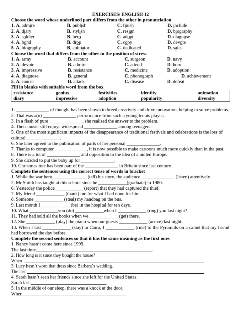 Exercises U1 2 | PDF | Language Arts & Discipline
