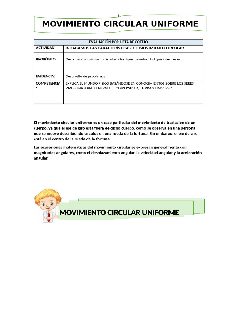 Movimiento Circular Uniforme | PDF | Velocidad | Rotación