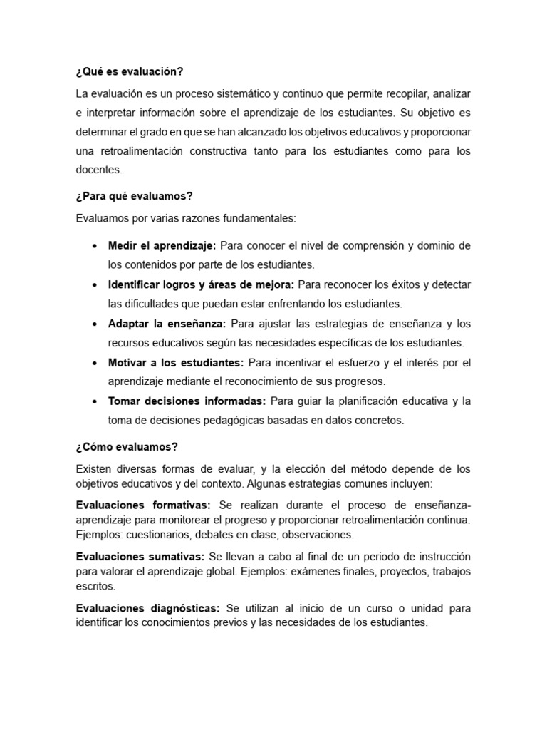 Evaluación Educativa: Claves y Métodos | PDF | Crecimiento personal y ...