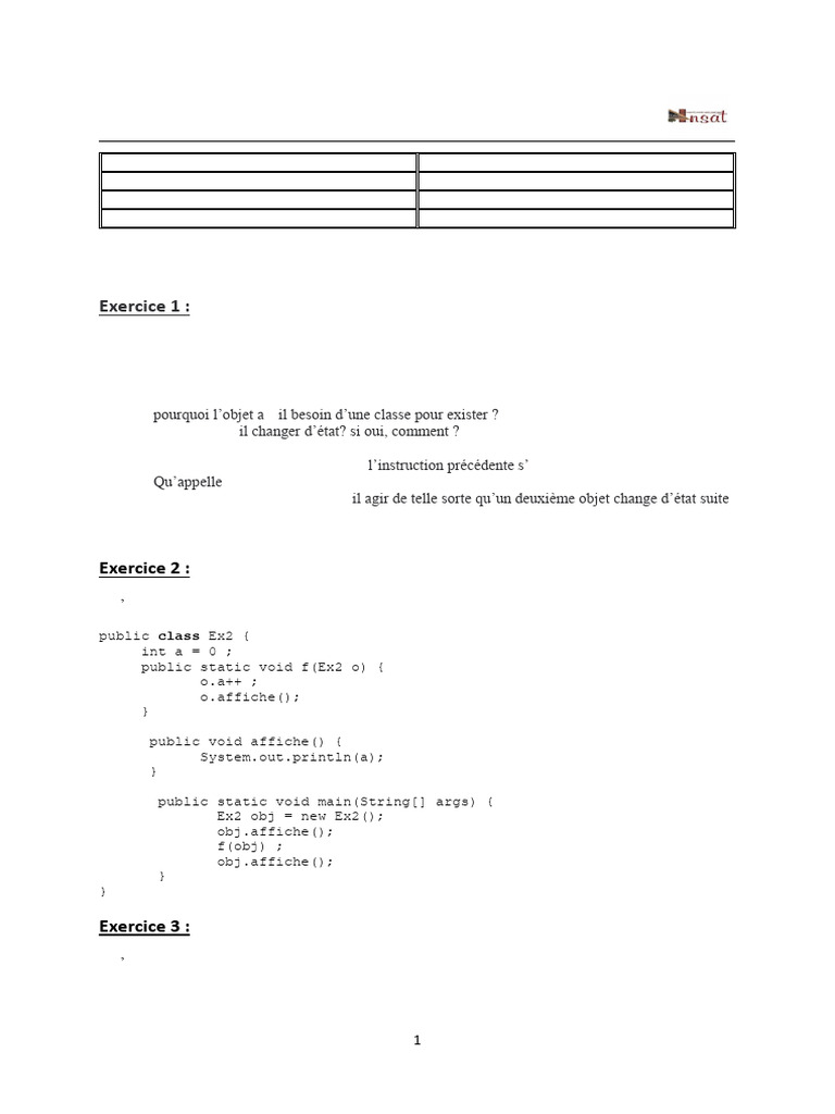 Exercices de Programmation Orientée Objet | PDF | Programmation ...