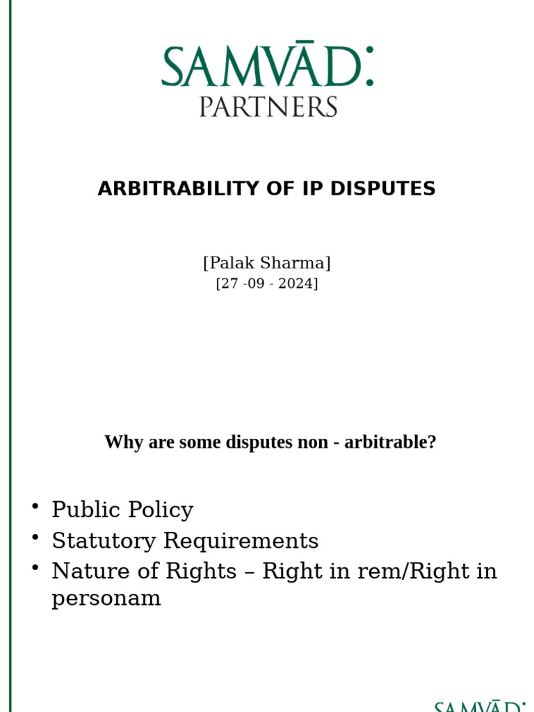 Arbitrability of IP Disputes | PDF | Intellectual Property | Arbitration