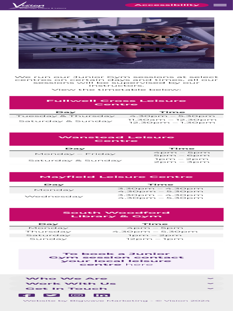 Junior Gym Timetable at Fullwell Cross | PDF