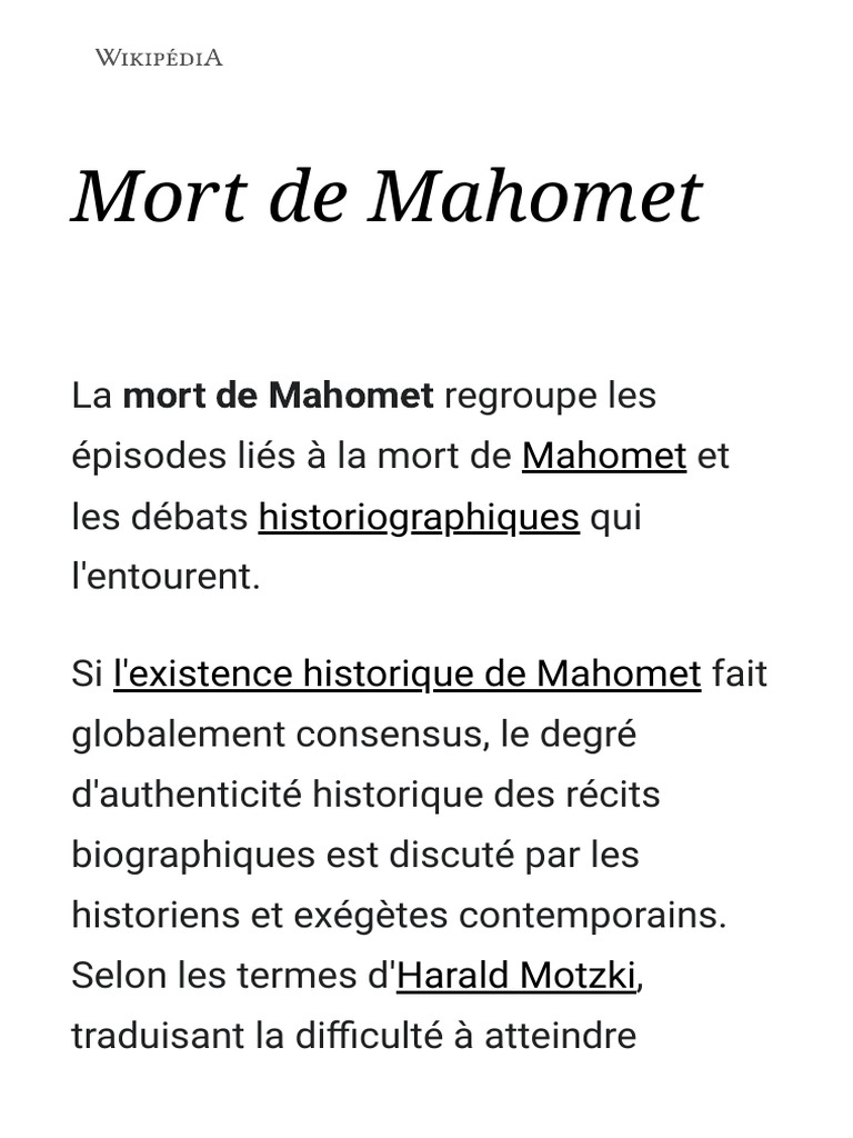 Mort de Mahomet : Histoires et débats | PDF | Mahomet | Omar ibn al-Khattâb