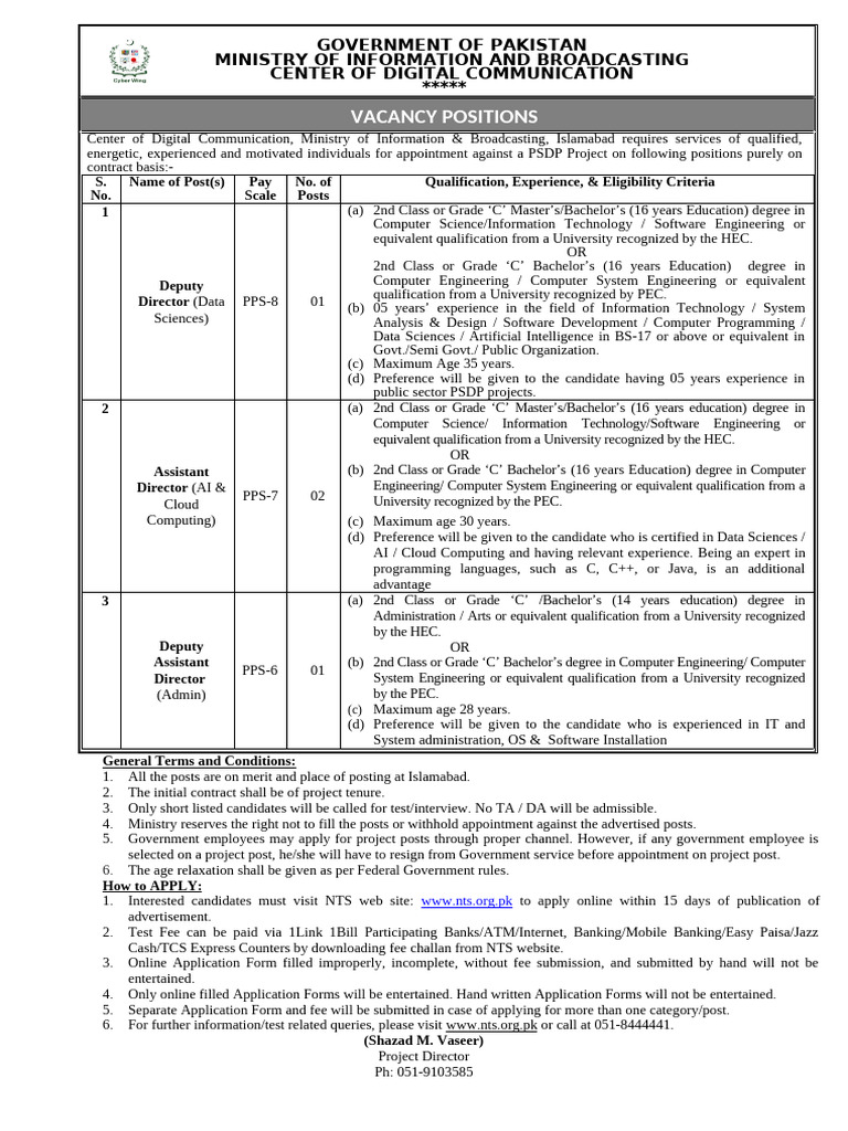 Pakistan Digital Communication Job Openings | PDF | Computer Science ...